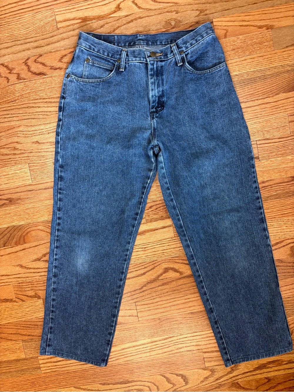 Vintage USA Made Wrangler Blues Jeans High Rise Straight Leg Cotton Medium Wash